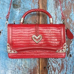 Candace Christian Red Leather Crossbody Purse